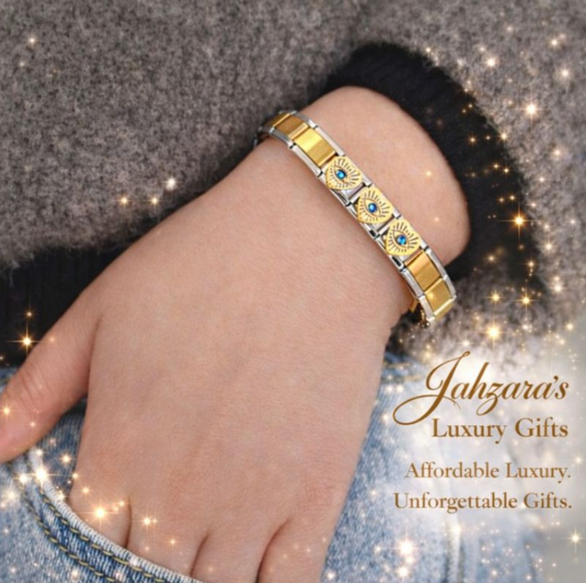 Evil Eye Heart Bracelet | Gold-Plated Stainless Steel Protection & Love Bracelet