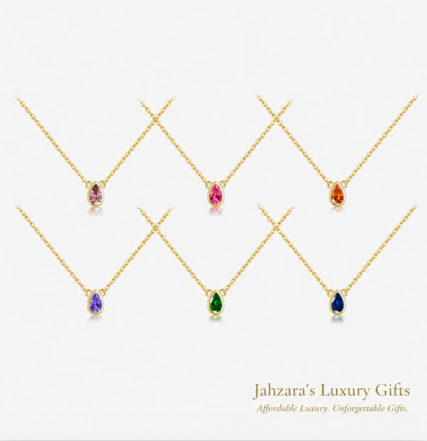 Pear-Cut Zircon Pendant Necklace | 925 Sterling Silver | 8 Colors