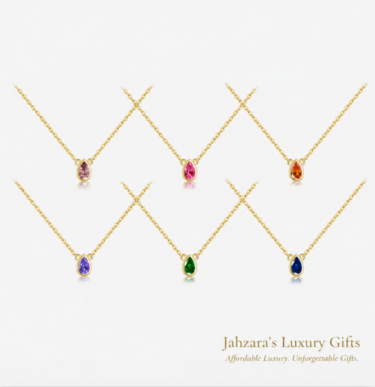 Pear-Cut Zircon Pendant Necklace | 925 Sterling Silver | 8 Colors