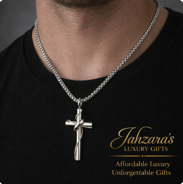 Twisted Faith Cross Pendant Necklace | Gold & Silver Titanium Steel Unisex Faith Jewelry