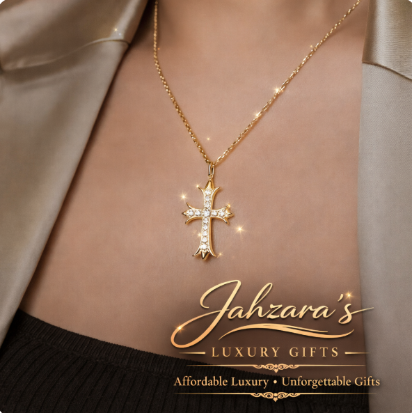 Retro Cross Pendant - 18K Gold with Large Lab-Grown Diamonds | Premium