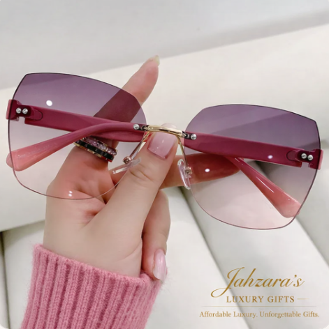 Rimless Butterfly Luxury Sunglasses | Gold Frame | UV Protection | Jahzara's Luxury Gifts