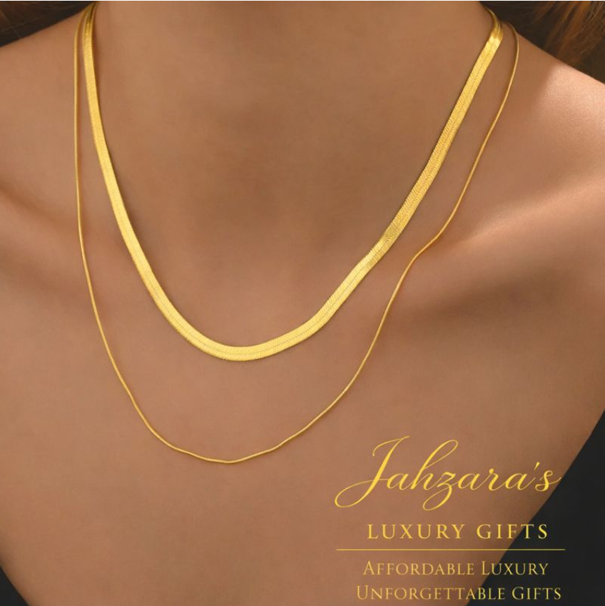18K Gold Double Snake Chain Necklace | Layered 925 Sterling Silver Women's Necklace
