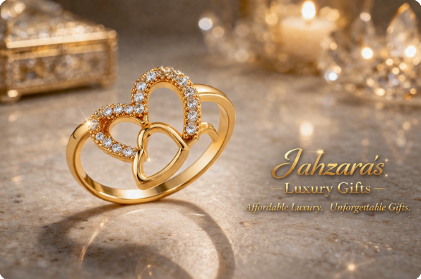 Gold Hollow Heart Ring | 18K Gold Plated Adjustable Zircon Ring