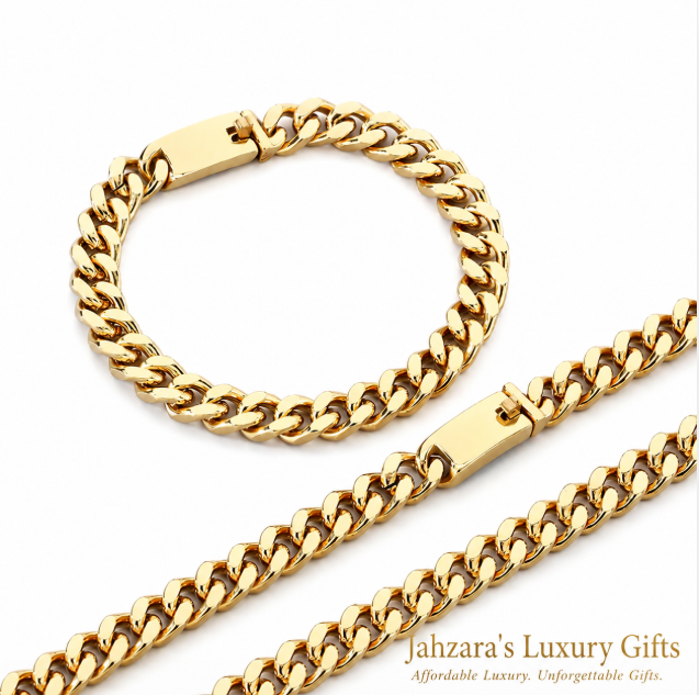 Cuban Link Chain & Bracelet Set — IP Gold Stainless Steel | Silver, Gold & Two-Tone