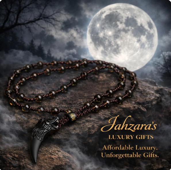 Wolf Fang Pendant Necklace | Natural Obsidian | Unisex Luxury Spiritual Jewelry