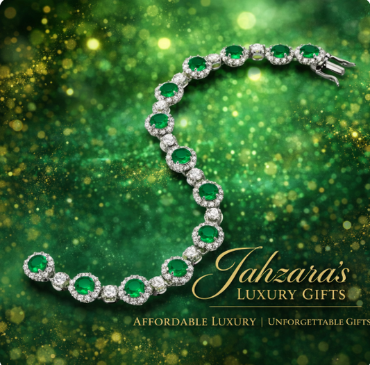 Emerald Green Tennis Bracelet - 925 Sterling Silver Platinum Plated