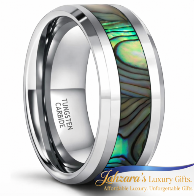 Abalone Shell Tungsten Carbide Ring — 6mm & 8mm | Unisex