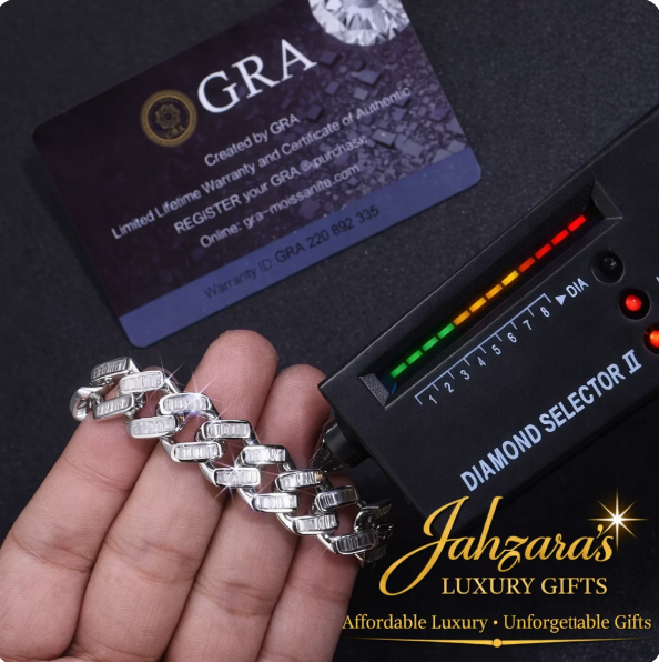 Iced Out Moissanite Cuban Link Bracelet - 925 Sterling Silver | GRA Certified Premium