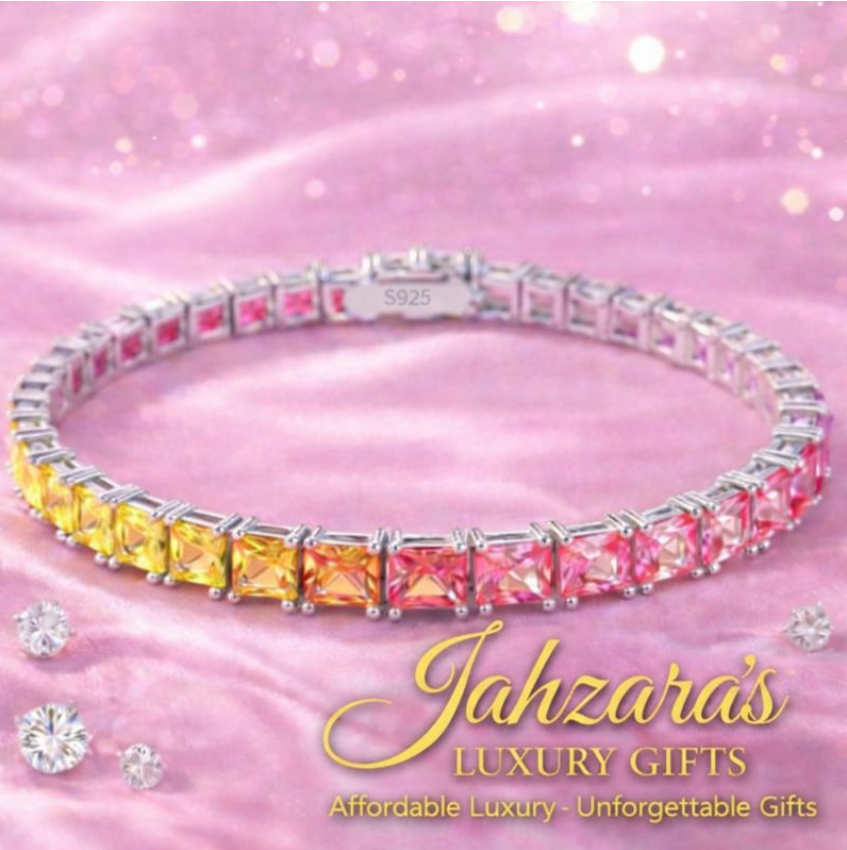 Luxury Rainbow Tennis Bracelet | 925 Sterling Silver Lab-Grown Gemstones