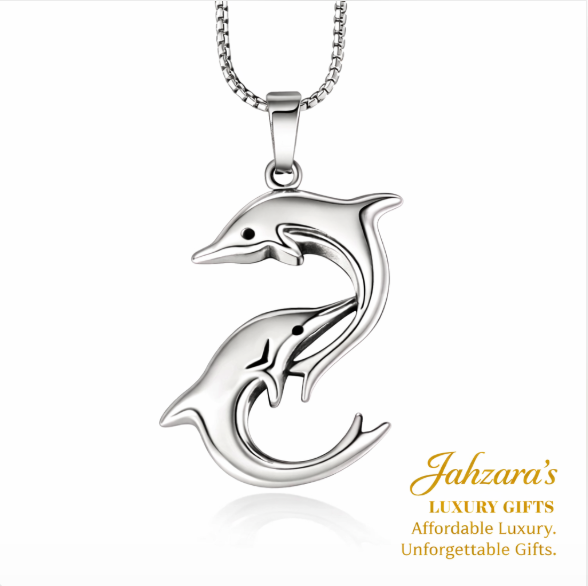 Double Dolphin Pendant Necklace | Titanium Steel | Women's Luxury Ocean Jewelry