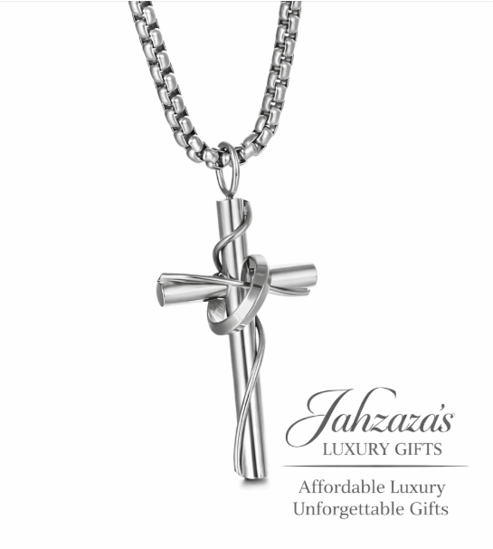 Twisted Faith Cross Pendant Necklace | Gold & Silver Titanium Steel Unisex Faith Jewelry