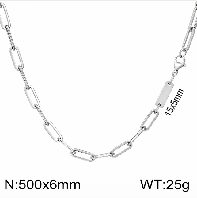 Paperclip Chain Necklace & Bracelet Set — 18K Gold & Silver | Stainless Steel