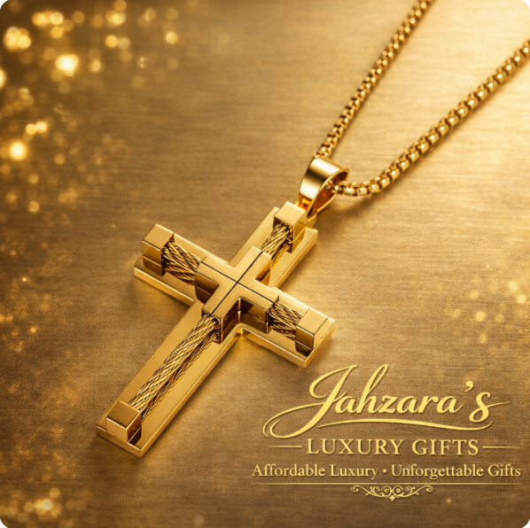Men's Cross Pendant Necklace - 316L Stainless Steel Cable Wire Design | Silver, Gold, Black & Two-Tone