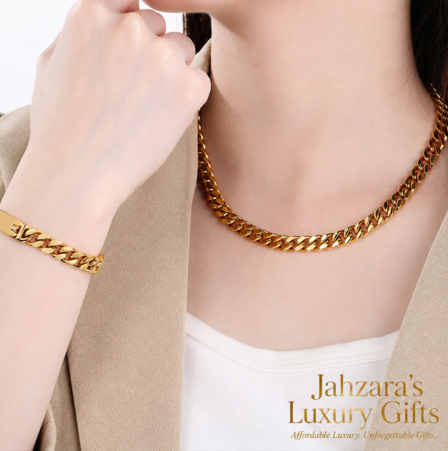 Cuban Link Chain & Bracelet Set — IP Gold Stainless Steel | Silver, Gold & Two-Tone