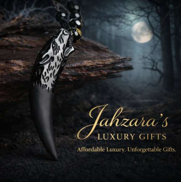 Wolf Fang Pendant Necklace | Natural Obsidian | Unisex Luxury Spiritual Jewelry