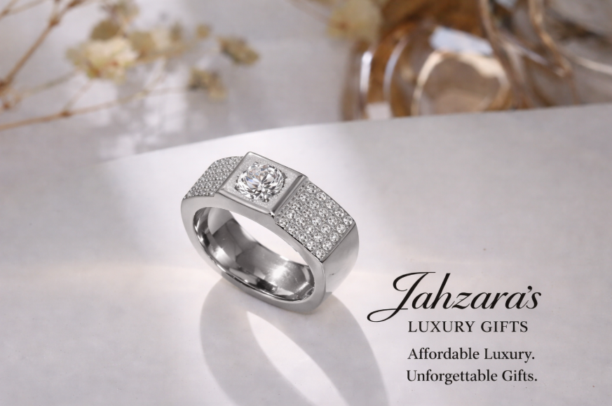 Men's Iced Out Zircon Signet Ring — Titanium Steel | Gold & Silver | Solitaire + Pavé | Sizes 8–10