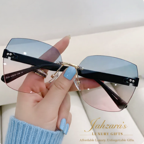 Rimless Butterfly Luxury Sunglasses | Gold Frame | UV Protection | Jahzara's Luxury Gifts