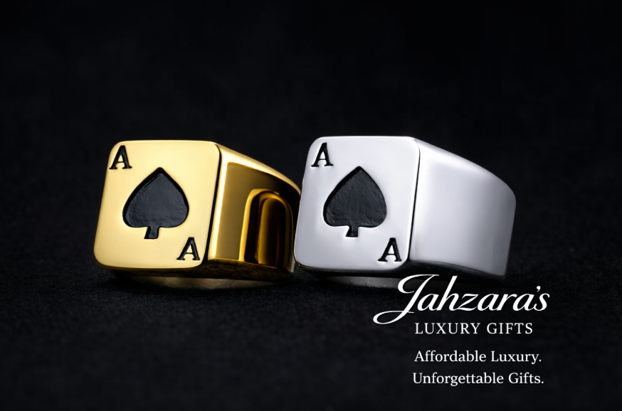 Men's Ace of Spades Signet Ring — Titanium Steel | Gold & Silver | Sizes 7–15