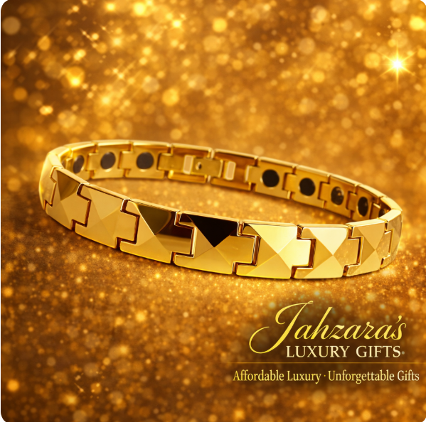 Men's 18K Gold Geometric Bracelet with Magnetic Therapy