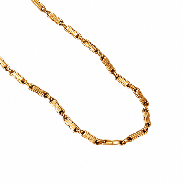 18K Gold IP Geometric Buckle Chain Necklace — Men’s Hip-Hop Stainless Steel Jewelry