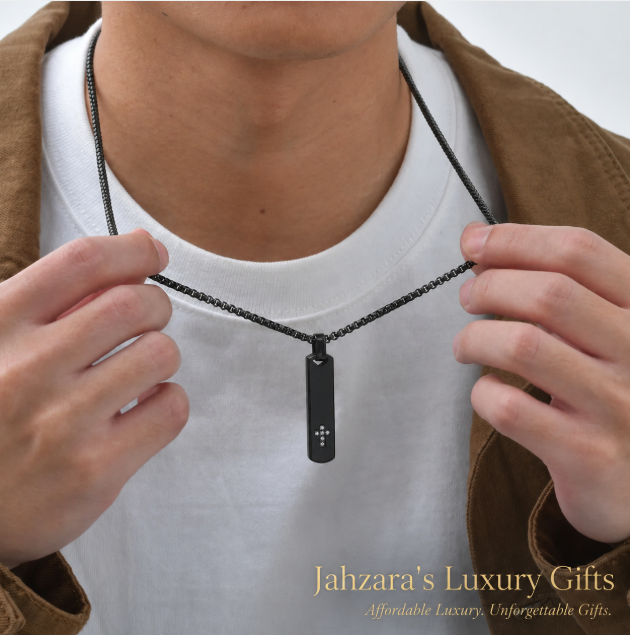 Geometric Cross Pendant Necklace — PVD Gold Stainless Steel Square Pearl Chain