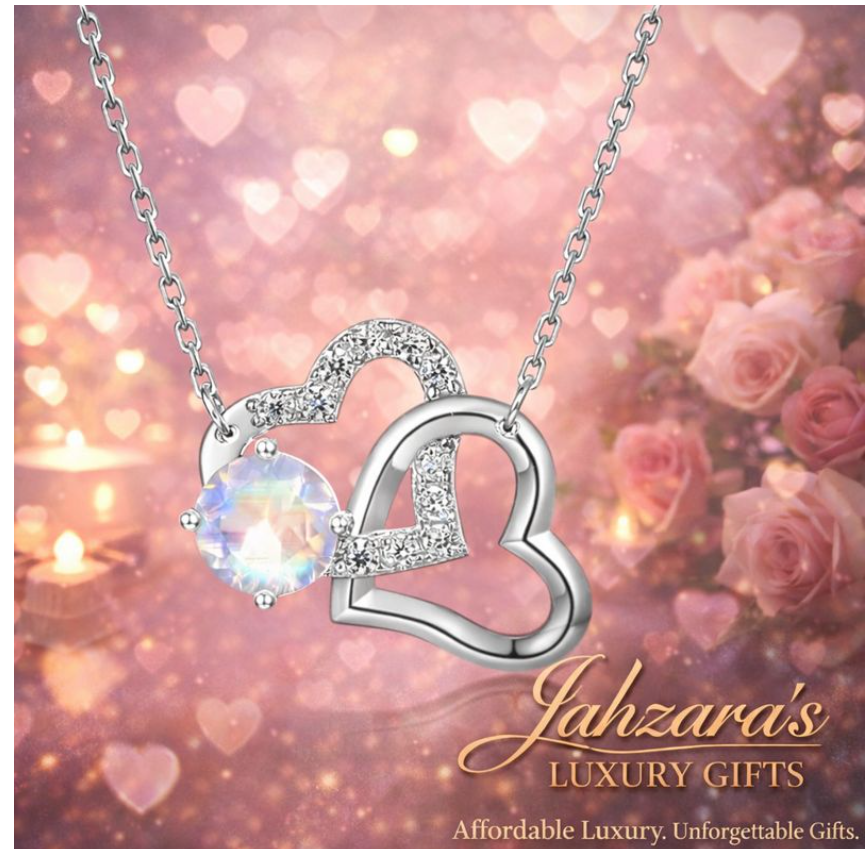 Blue Moonstone Heart Necklace - 925 Sterling Silver