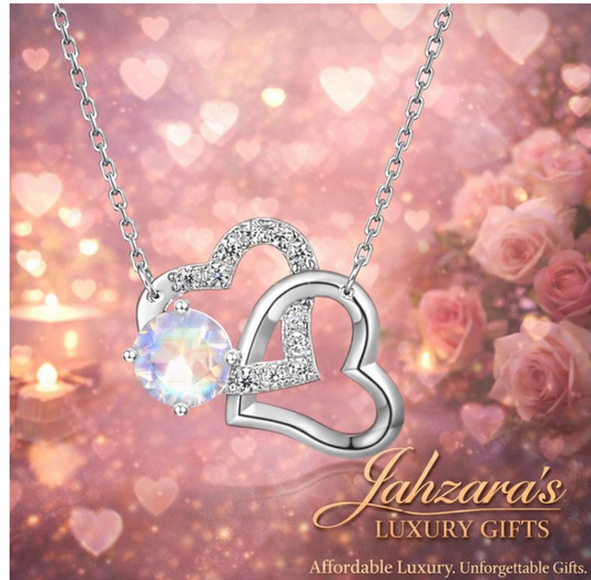 Blue Moonstone Heart Necklace - 925 Sterling Silver