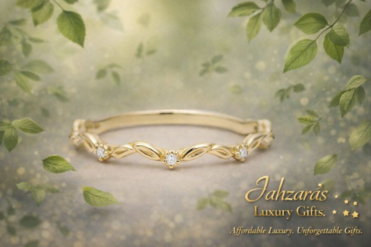 Gold Plated 925 Sterling Silver Leaf Zircon Ring | Adjustable Nature Ring
