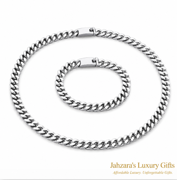 Cuban Link Chain & Bracelet Set — IP Gold Stainless Steel | Silver, Gold & Two-Tone