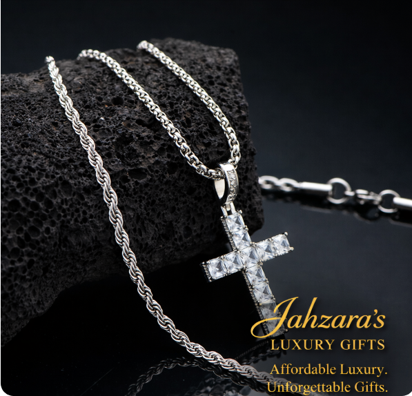 Iced Out Cross Double Layer Cuban Chain Necklace Set | Stainless Steel Men's Faith Jewelry