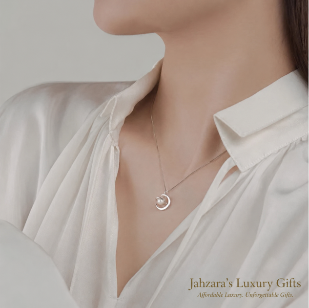 Celestial Moon & Pearl Necklace | 925 Sterling Silver | Luxury Gift
