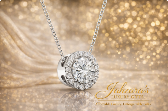 AGI Certified Lab-Grown Diamond Halo Pendant Necklace in 14kt White Gold – 1 CTW or 2 CTW