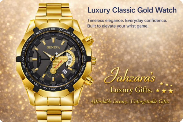 Luxury Classic Gold Watch | Black Dial Chronograph Africa Map Men's Watch