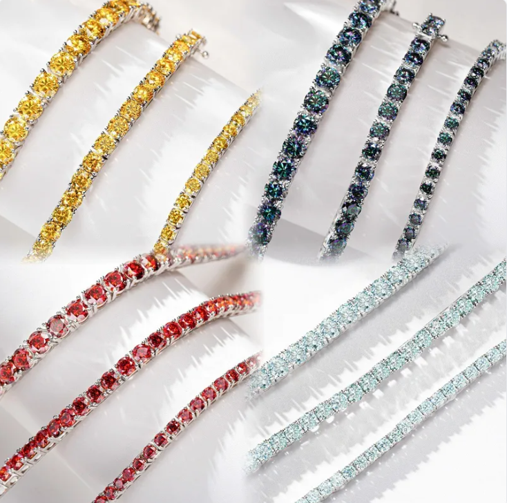 Moissanite Tennis Bracelet | 925 Sterling Silver | 5 Colors | Unisex Luxury