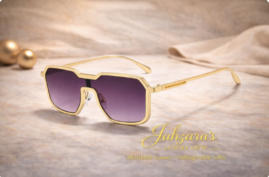 JAHZARA'S Gold Frame Square Sunglasses - Luxury Style
