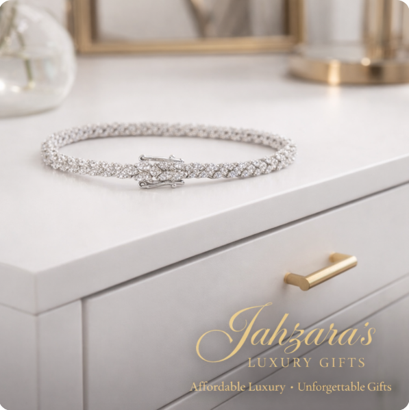 Diamond Wheat Chain Bracelet | Platinum-Plated 925 Sterling Silver