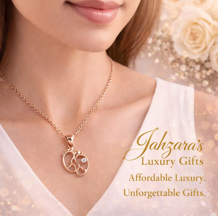 18K Rose Gold Moissanite Footprint Pendant Necklace | Heart Cutout Fine Jewelry