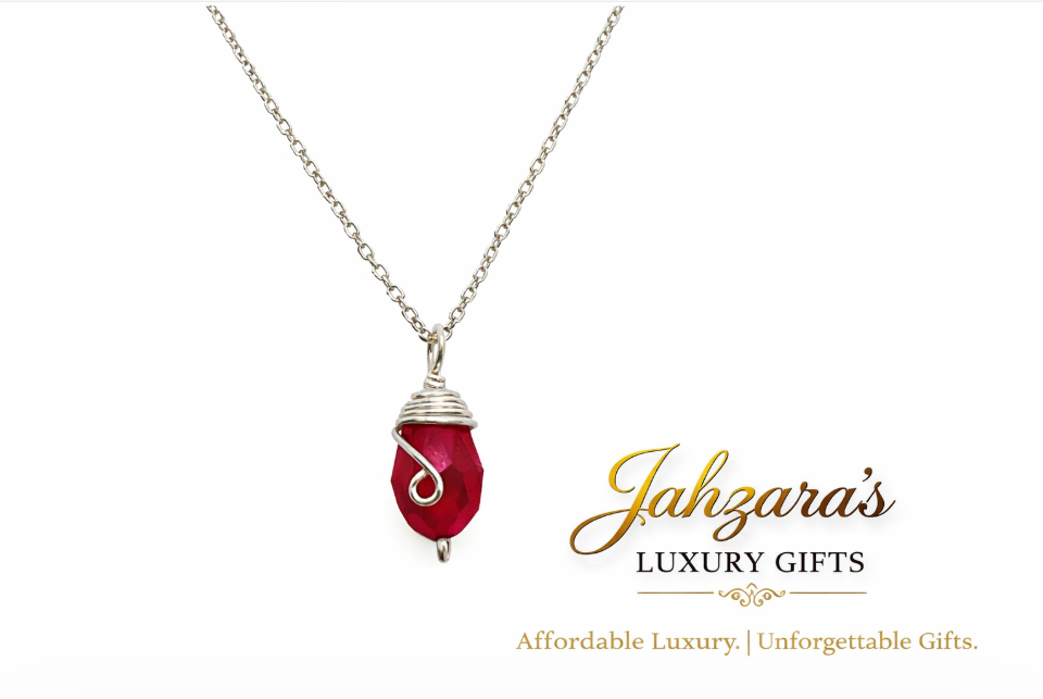 Silver Birthstone Necklace — Wire-Wrapped Crystal Pendant | All 12 Months | Fair Trade