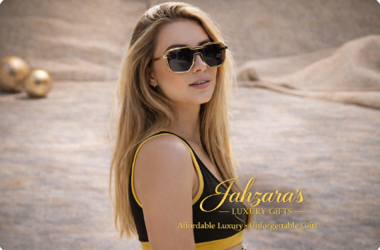 JAHZARA'S Gold Frame Square Sunglasses - Luxury Style