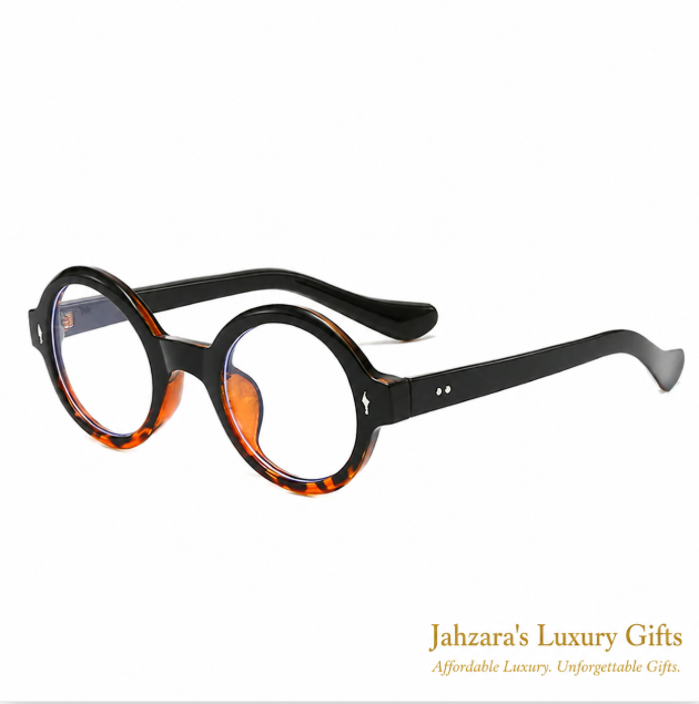 Oversized Round Anti-Blue Light Glasses — Retro Tortoise Luxury Frames
