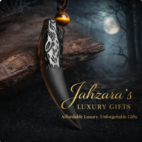 Wolf Fang Pendant Necklace | Natural Obsidian | Unisex Luxury Spiritual Jewelry