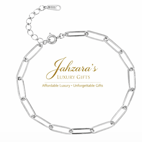 925 Sterling Silver Paperclip Chain Bracelet | Adjustable Minimalist Link