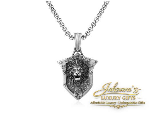 Men's Lion Shield Pendant Necklace Set - Titanium Steel | King of the Jungle | Punk Style with Chain
