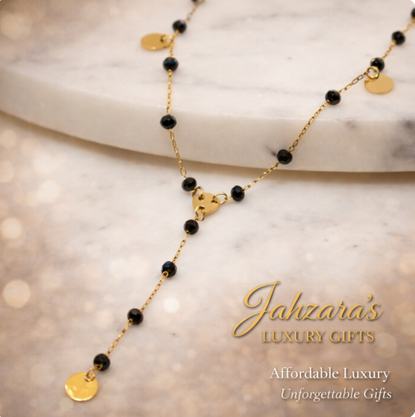 Gold and Black Crystal Necklace