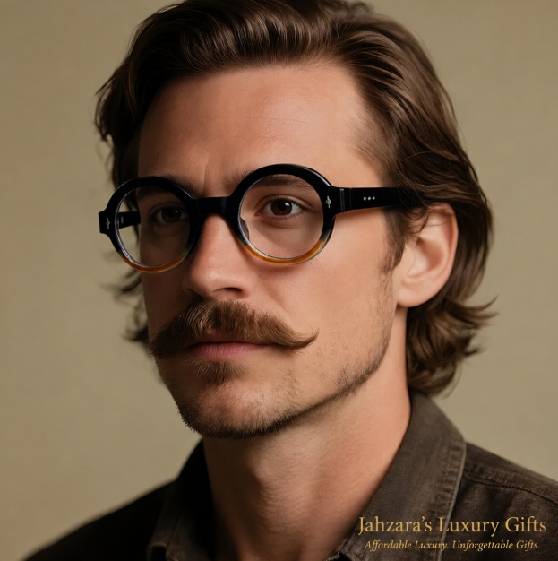 Oversized Round Anti-Blue Light Glasses — Retro Tortoise Luxury Frames