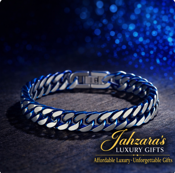 Men's Blue Cuban Link Bracelet - Stainless Steel Statement Piece