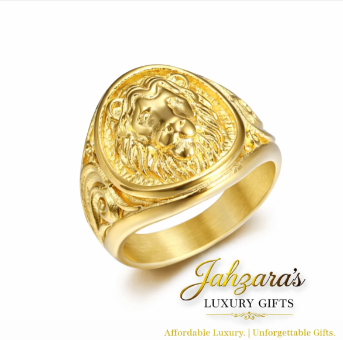 Lion Head Signet Ring — Gold | Titanium Steel | Men's