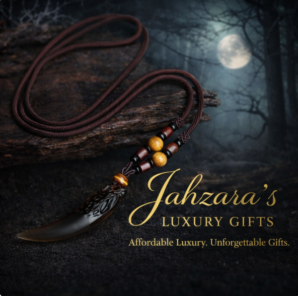 Wolf Fang Pendant Necklace | Natural Obsidian | Unisex Luxury Spiritual Jewelry