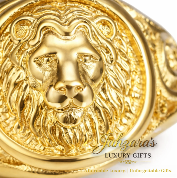 Lion Head Signet Ring — Gold | Titanium Steel | Men's
